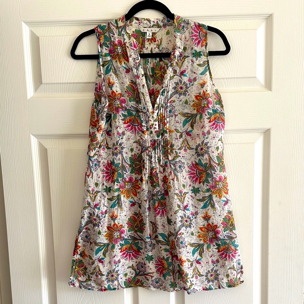 CAbi Floral Sleeveless Blouse - Multicolor